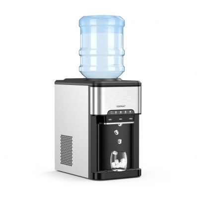 Machine à glaçons – Distributeur d'eau 2 en 1 avec machine à glaçons  intégrée autonome chaude avec verrouillage de sécurité enfant, fait 15 kg  par 24 heures, noir : : Maison
