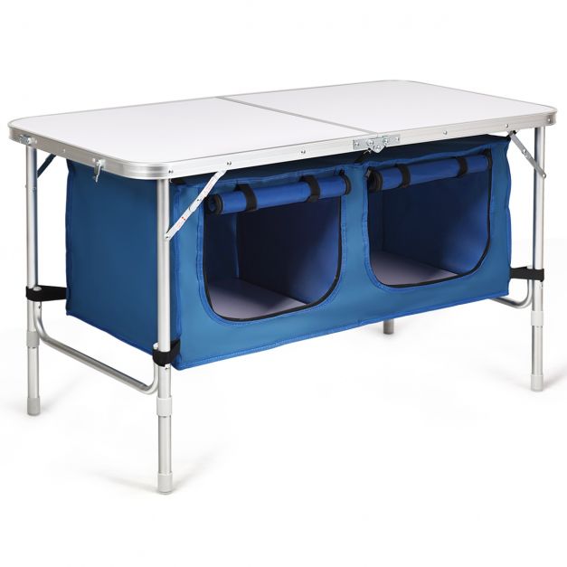 Table de Camping Pliante en Aluminium à Latte Enroulable 89x59x45